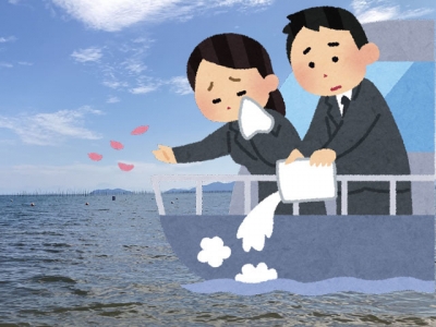 琵琶湖で散骨（いらすとや）