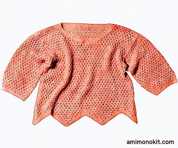 無料編み図Free Knitting Patternサマーセーター棒針編みガーター編み模様編みスポーティ4