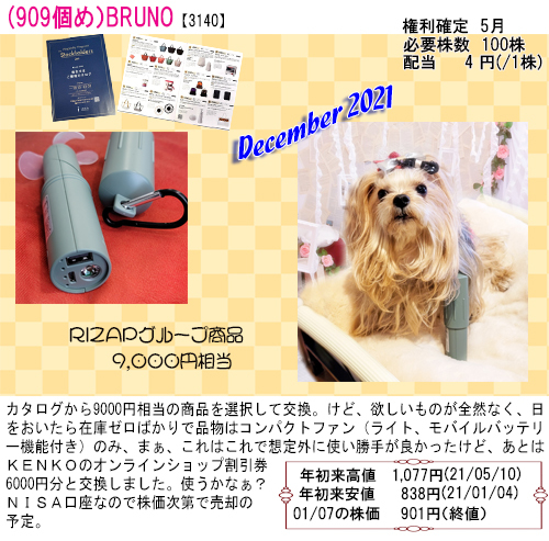 (909☆)2021年12月到着BRUNO