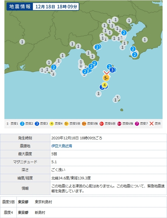 伊豆大島震度５
