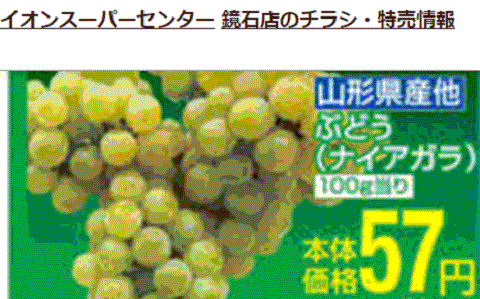 他県産はあっても福島産ブドウが無い福島県鏡石町のスーパーのチラシ