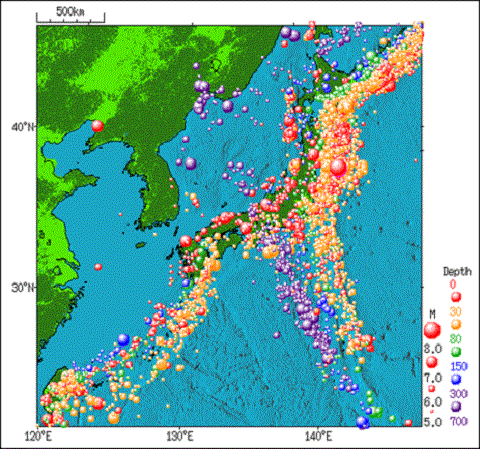 東日本太平洋側で多発する地震